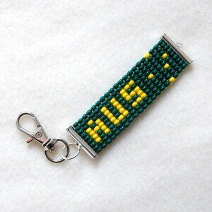 Australia Southern Cross flag bead keychain / bag charm, handmade, seed beads
